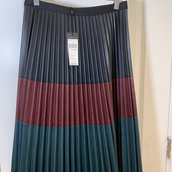 BCBG Max Azaria Elsa Faux Leather Pleated Skirt - Picture 2 of 5